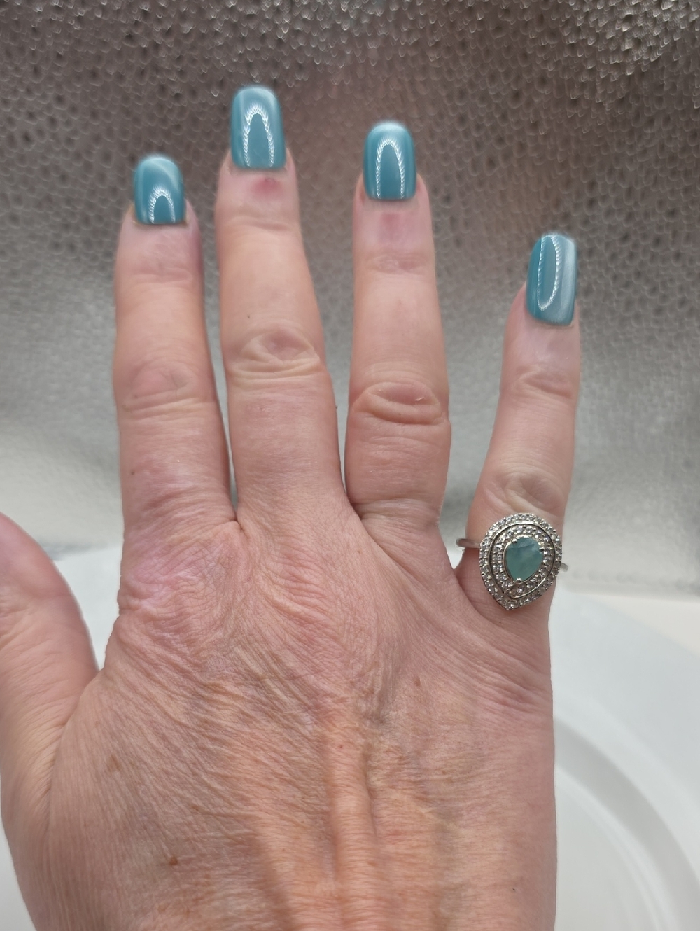 NWT Rare Grandidierite And Zircon Double Halo Ring - Picture 8 of 8